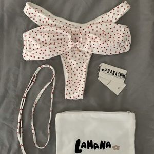 Lahana White and Red flower print Bikini